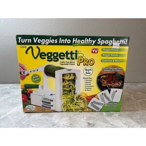 Veggetti Pro Table-Top Spiral Vegetable Cutter 3 Stainless Steel Blades White